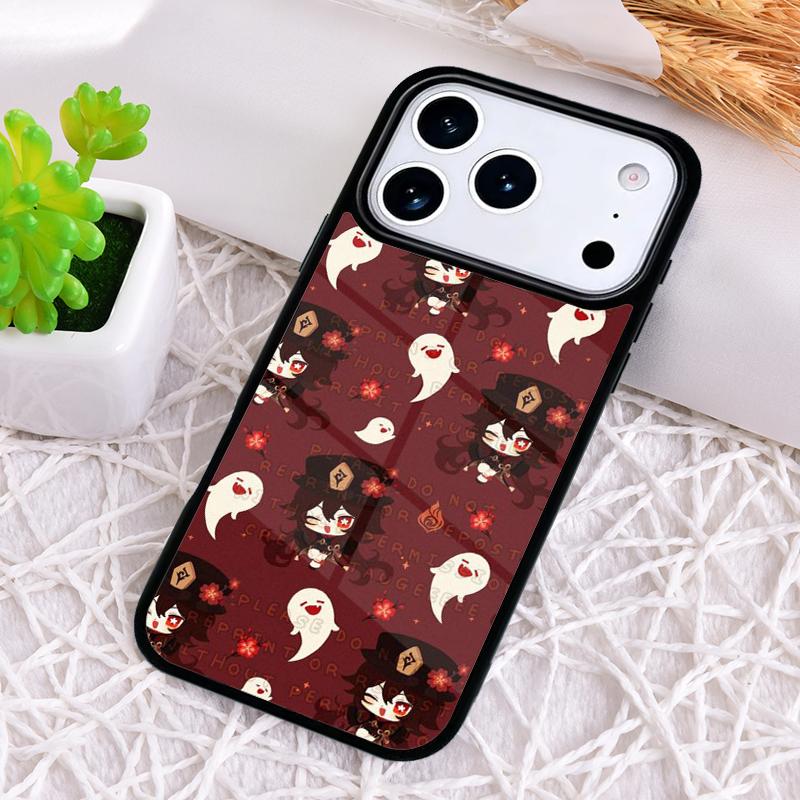 Cartoon Hu Tao Genshin Impact Phone Case for iPhone 17 Air 16 15 11 12 14 13 Pro Max Shockproof Cover