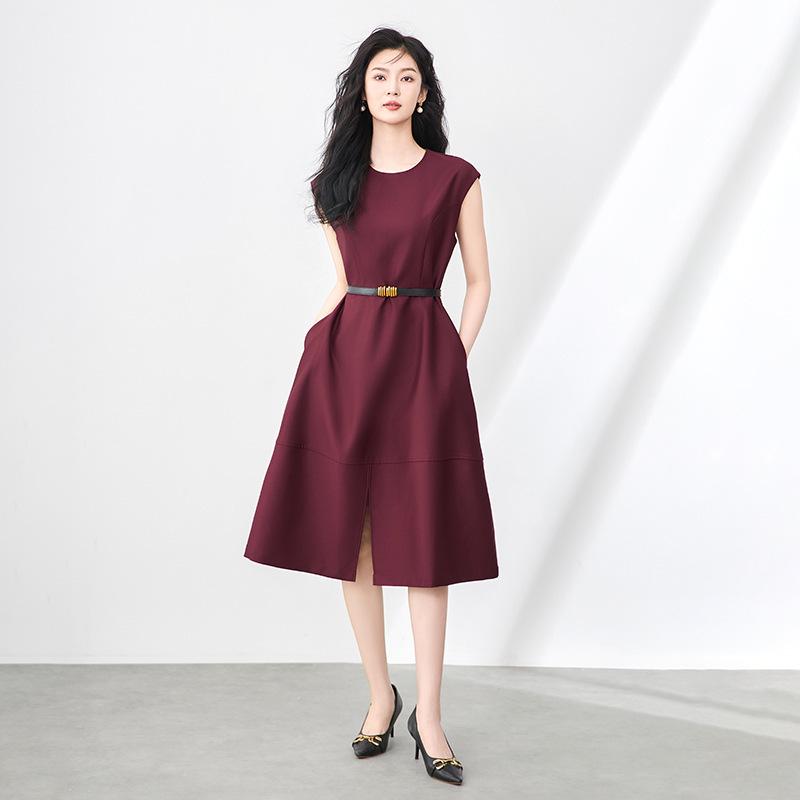 High-End Commuting Slimming Sleeveless Court Style Women's Dress - Summer Waist-Cinching Vest Dress