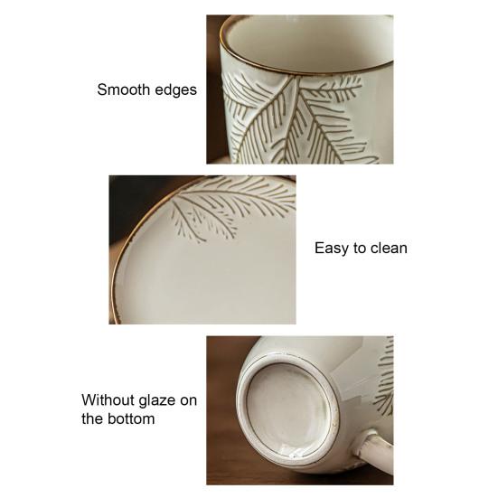Taza de Cerámica para Latte con Platillo 400ml Taza de Café sin Plomo para Cappuccino Espresso Café Turco Juego de Tazas y Platillos Regalo Elegante