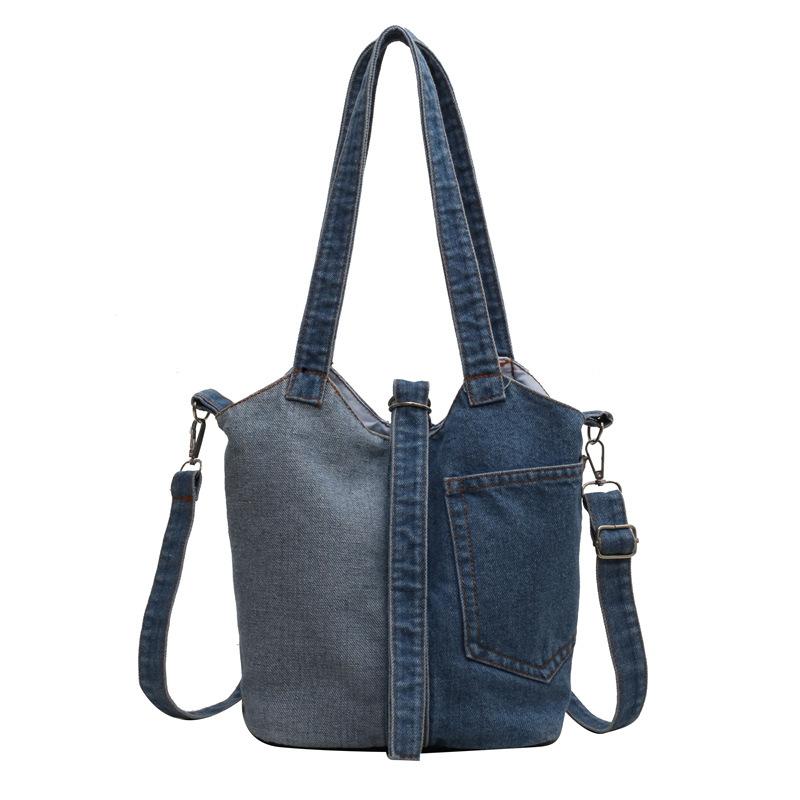 New Denim Shoulder Bag Large Capacity Shopping Bag Mother Bag Literature and Art Student Schoolbag Commuter Bag Ins Make-up Bag