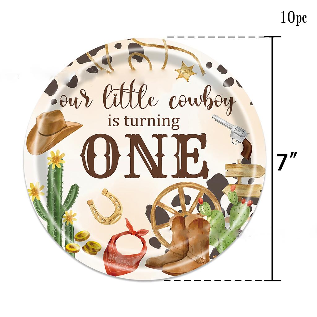 10 гостей ковбойская одноразовая посуда Little Cowboy First One тарелки чашки для маленьких мальчиков Happy 1st West Cowboy декор для вечеринки в честь дня рождения