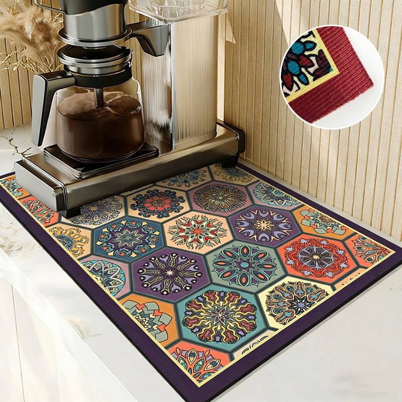 Anti-Slip Dish Drying Mat Super Absorbent Dish Drainer Rack Mats for Kitchen Counter Coffee Bar Mat Accessories for Countertop