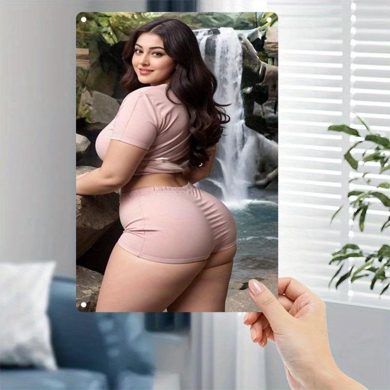 Vintage Metal Wall Art Vintage Female Pink Lingerie Metal Poster Pastel Pink Brown Black White Gray Beige