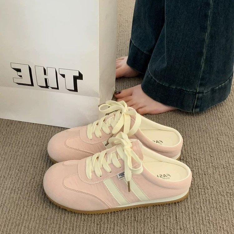Baotou slippers women's summer wear new shoes half drag white shoes one pedal casual shoes