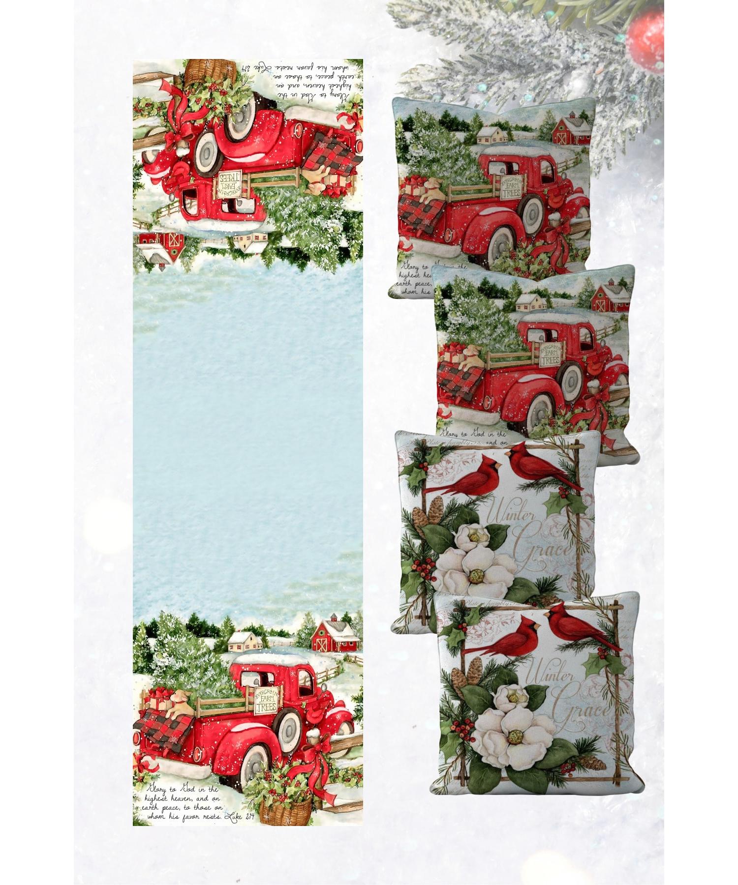 

Рождественская тематическая беговая дорожка и двухсторонняя наволочка с узором