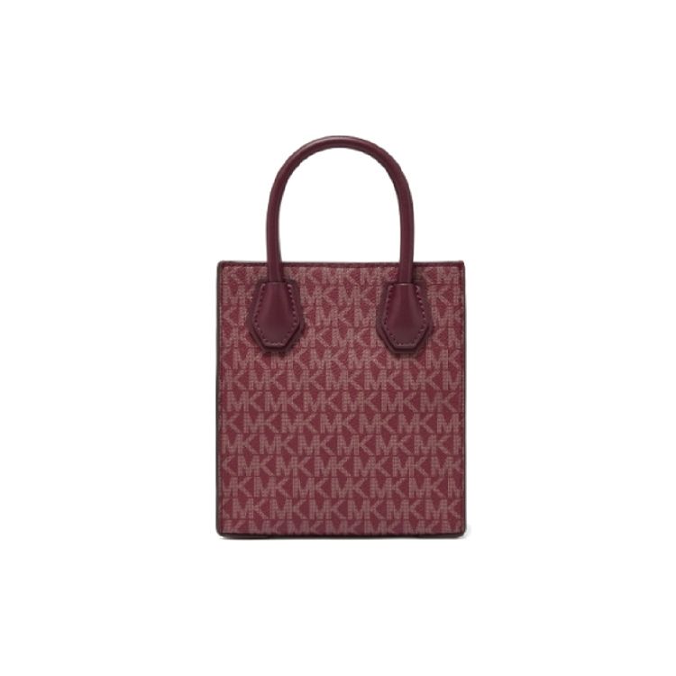 Michael Kors Mercer Monogram Lock Logo Faux Leather Tote Bag Women Tote Burgundy 35T1GM9C0I-537