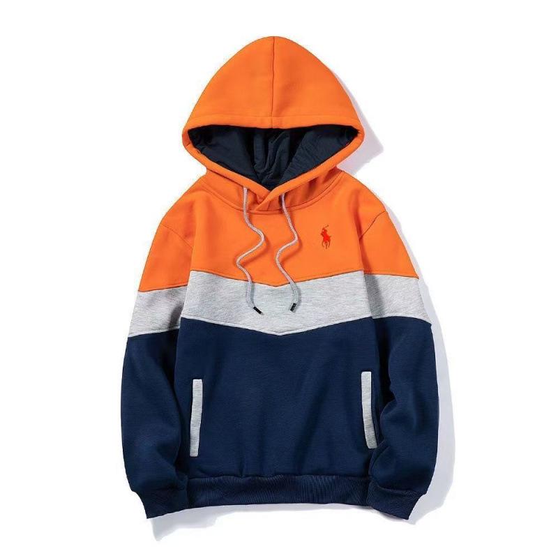 Men's Three-Color Plus Velvet Hooded Sweatshirt with Small Horse Embroidery, Autumn/Winter Loose Pullover.