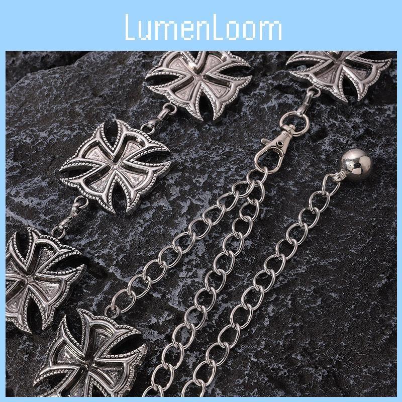 Style Metal Retro Waist Belt With Engraved Cross For Streetwear And Casual Looks
