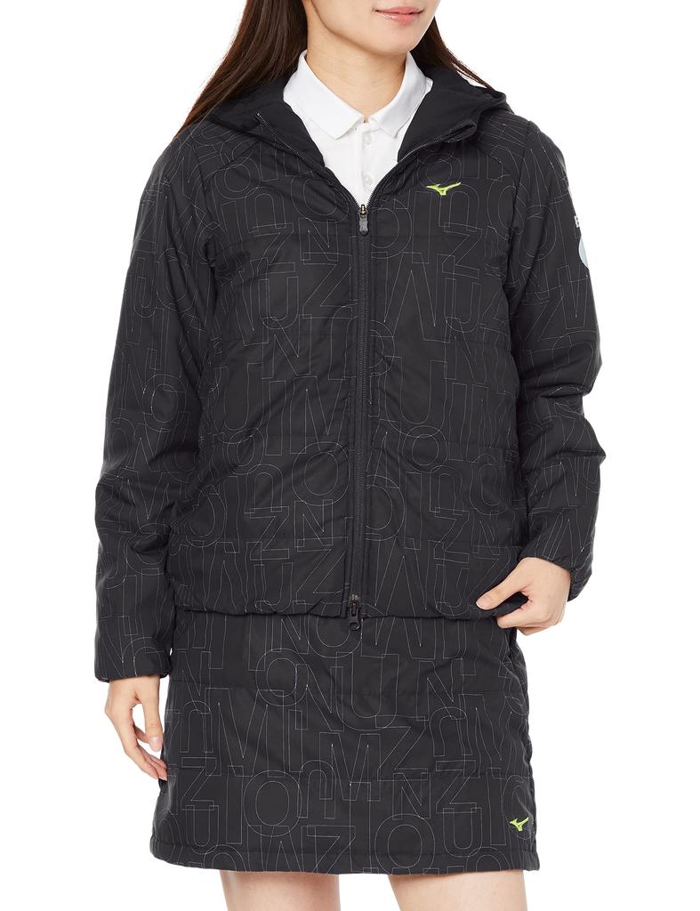 Mizuno Breath Thermo Tech Lining Down Size M and Golf Wear Jacket, Women's, Black/Charcoal, (E2ME2701), Moisture-Wicking Heat-Generating,