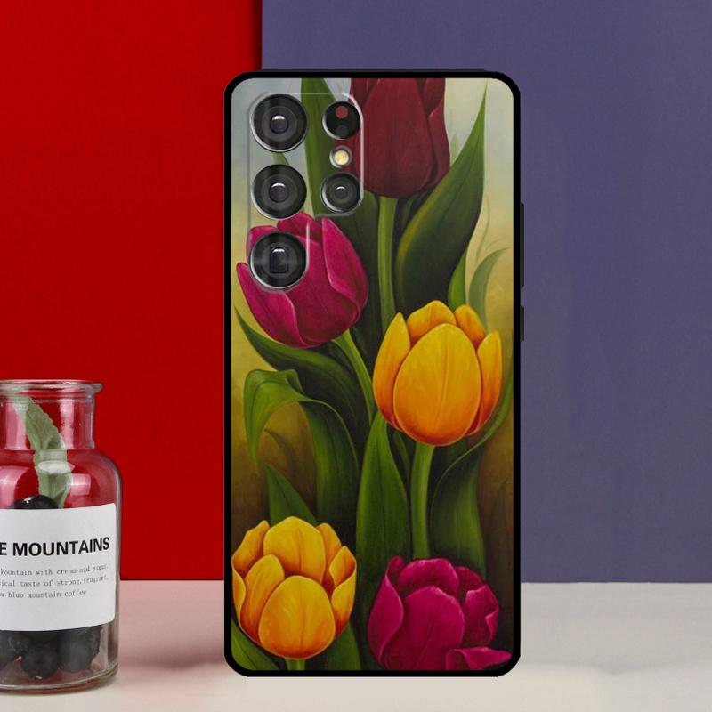 Tulpenblume Hülle Case Für Samsung Galaxy S25 Ultra S9 S10 S20 S21 FE S22 S23 Plus S24 Ultra Handyhülle