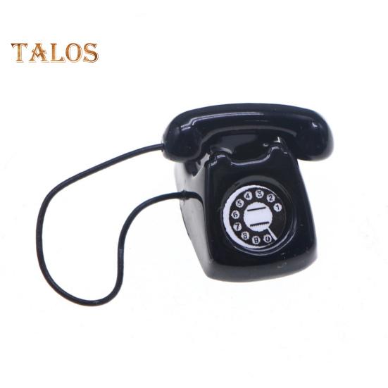 

Мини-телефонная модель кукольного домика, миниатюрный ретро-сплавный стационарный телефон для кукольных домиков в масштабе 1/6 1/12, декор чёрный