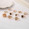 Jewelry Fashion Diamond Set Black Diamond Hollow Carving Sunflower Totem 10-Piece Ring