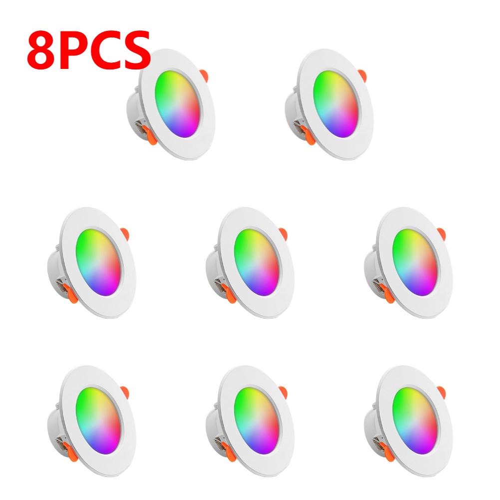 1-10PCS RGB LED Downlight 10W Tuya Bluetooth Smart Ceiling Light GB+CW+WW Dimmable Spotlight Voice Control for Alexa Google Home
