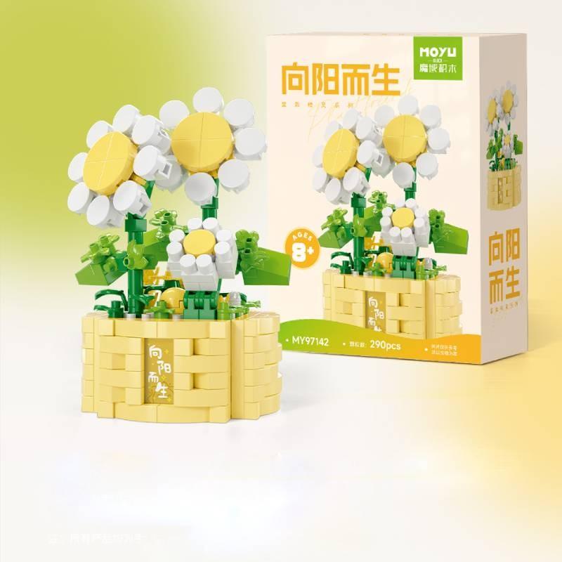Flower Puzzle Potted Building Block Model Toy Children Jigsaw Decoration Plant