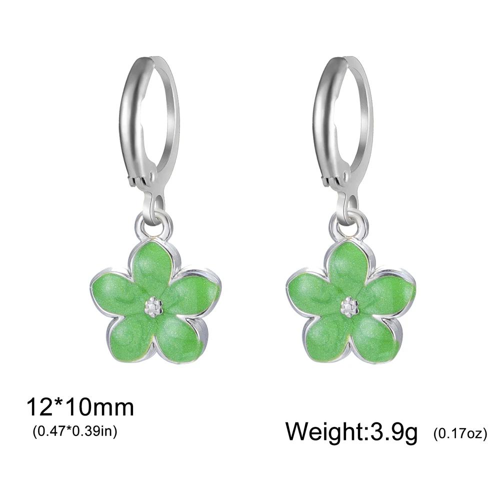 Cazador Enamel Flowers Women's Earrings Stainless Steel Gold Color Plumeria Daisy Hoop Earrings Jewelry Trendy Mother's Day Gift