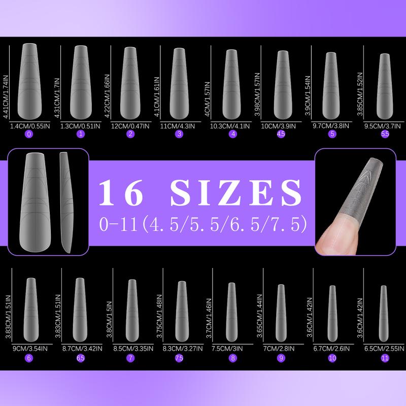 320 Pcs Frosted Poly Extension Gel With Scale Nail Forms Long Coffin Stiletto Mold Fake Nails Acrylic Gel French False Nails