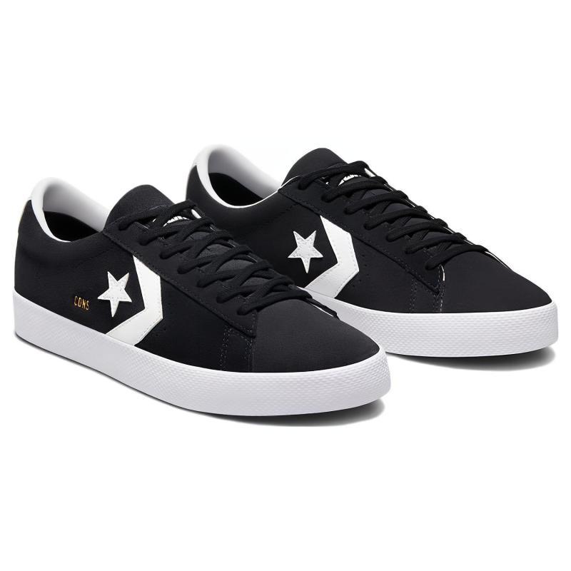 Converse Cons PL Vulc Pro Comfortable and Casual Non-slip and Wear-resistant Lightweight Low-top Board Shoes Unisex Black and White