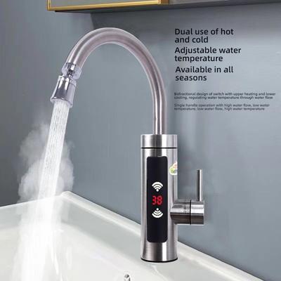Elektrischer Warmwasserbereiter Küchenarmatur Durchlauferhitzer Wasserhahn LCD Digital Touch 360 Grad Drehung Thermostatarmaturen