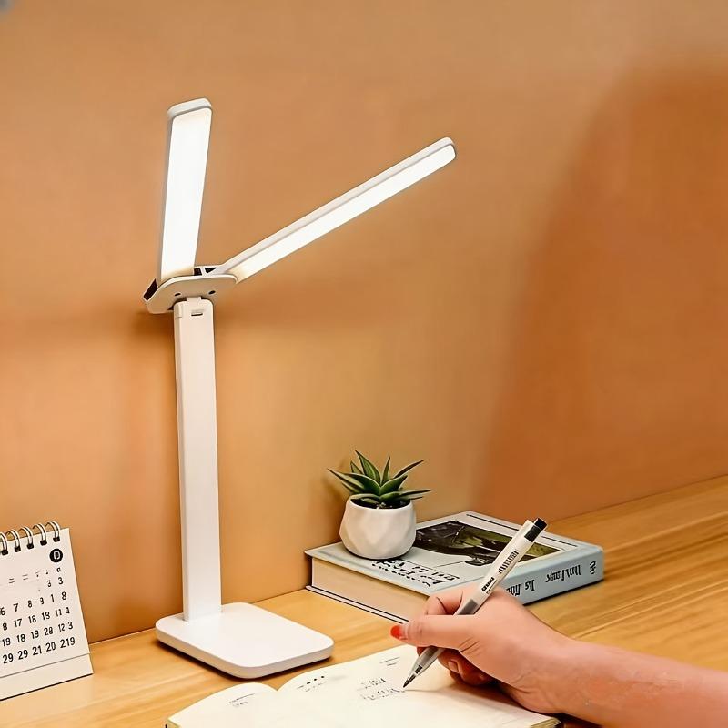 Foldable dual head LED eye protection study desk lamp
