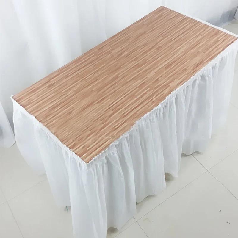 Disposable Table Skirt Plastic Party Desk Skirt Solid  73x420cm Table Cover for Birthday Party Wedding Festival Decoration