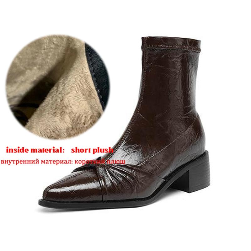 Krazing Po Microfiber Winter Pointed Toe Size 33 Western Boots Size 43 Butterfly-knot Med Heels Ankle Boots