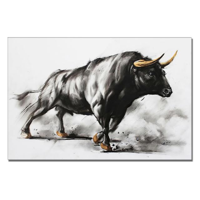 Zlove Large Bull Wall Street Canvas Wall Art Abstract Wildlife Inspirational Pictures Suitable for Home Office Wall Decoration