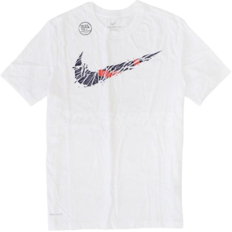 Nike DRI-FIT Big Swoosh Basketball Round Neck Short Sleeve White Men s BQ3658-100 XL