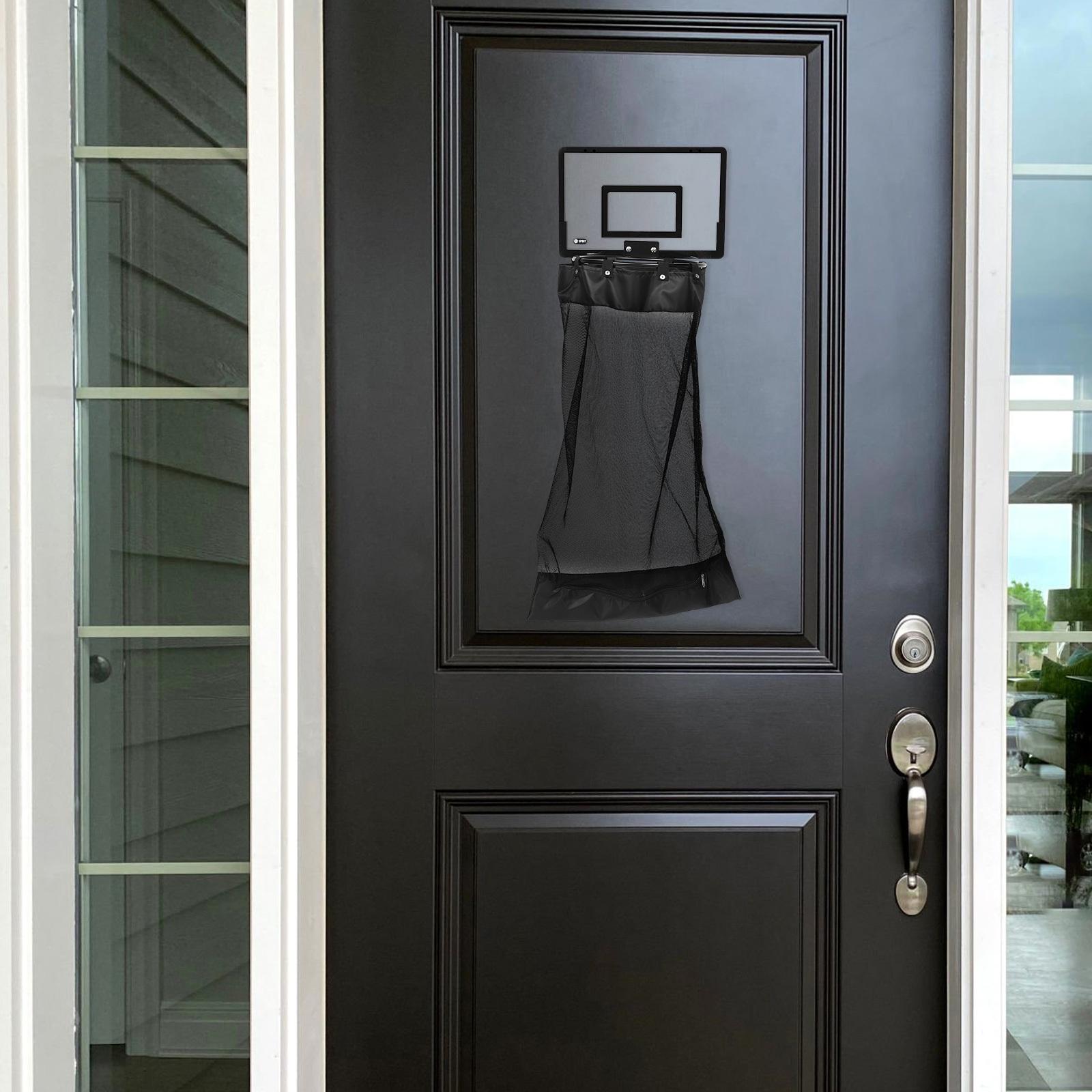 Basketball Hoop Laundry Hamper Over-Door Hanging Mesh Zippered Basket Space-Saving Organizer for Bathroom Bedroom Dorm rosso