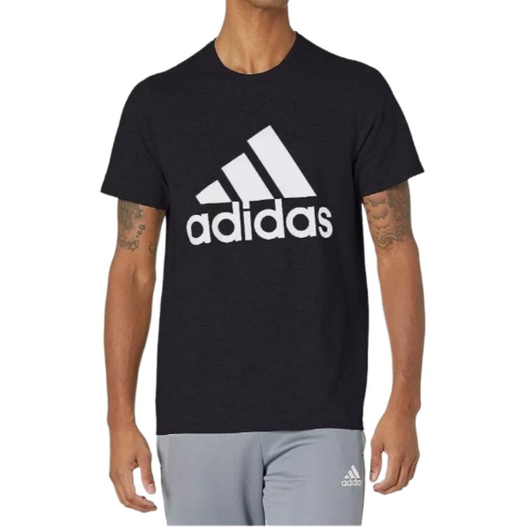 Adidas MUST HAVES T Shirts Men's Black Crew Neck Moderate Straight Fit ED9605
