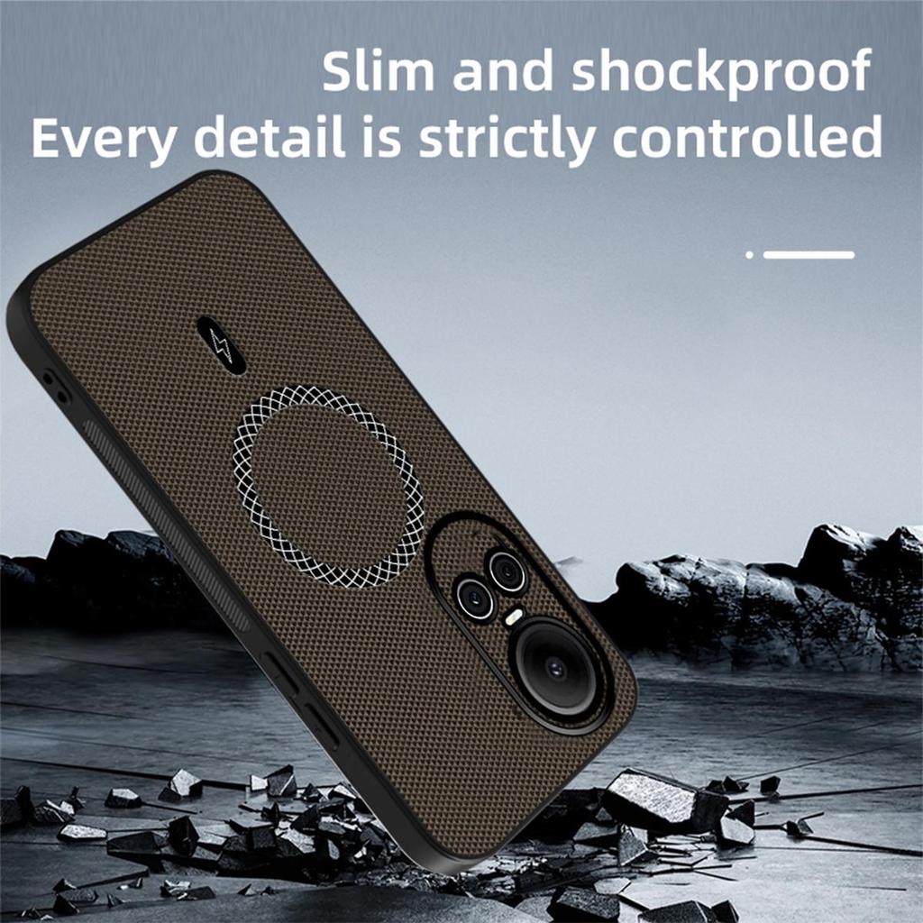 Business‑Style Woven Cloth Texture Phone Case for OPPO Reno10pro 5G,Reno10 5G Shockproof Soft Protective Cover