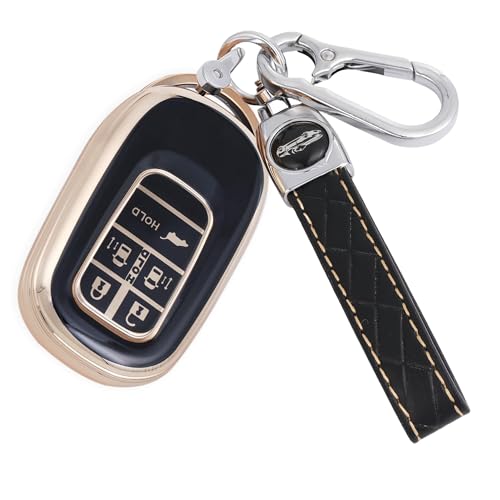 

[YANMW] Чехол для ключа N-BOX Custom JF5 JF6, совместимый с Honda New Step Wagon, чехол для ключа NBOX JF5 JF6 Civic ZR-V Vezel, 5 кнопок (Золотой черный)