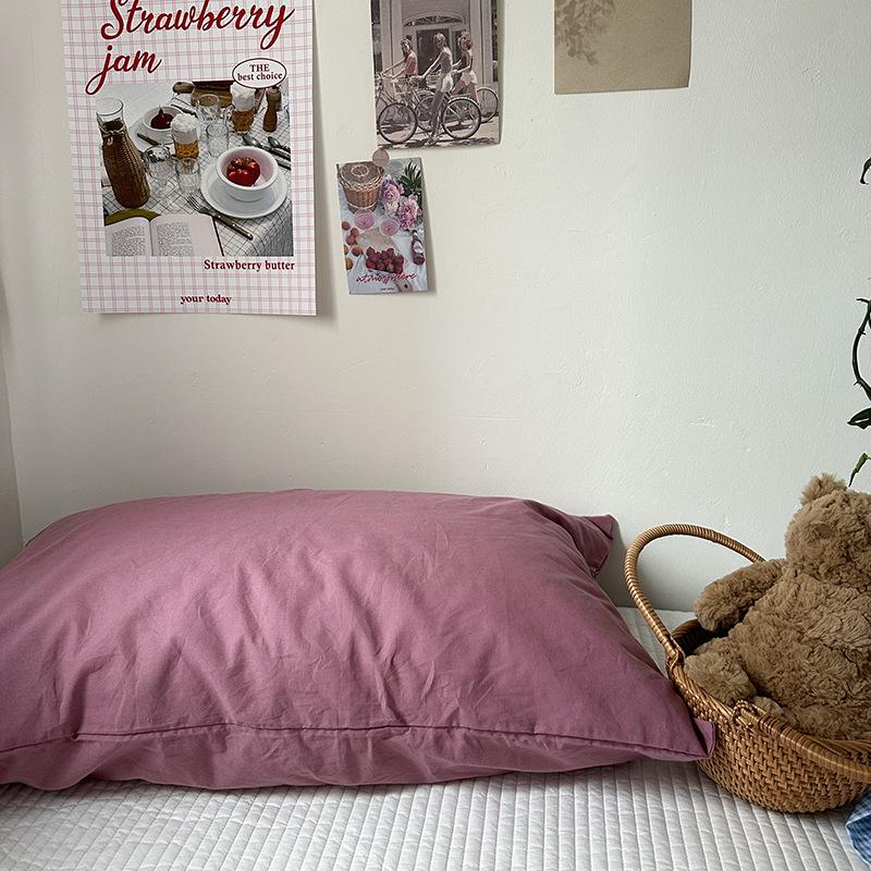 Solid Color Striped Pure Cotton Pillowcase (Single Piece)