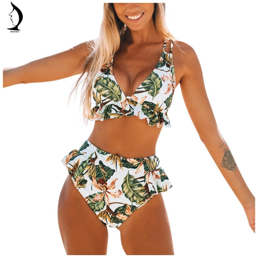 

Fashion Women Swimwear Swimming Costume Padded Monokini Push Up Ruffled Bikini Sets XL