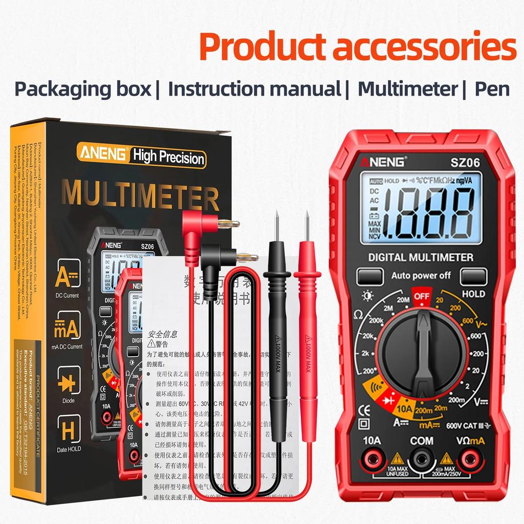 2000 Counts SZ06 SZ308 XL83L Digital Multimeter Voltage Tester Voltmeter TRMS Auto-Ranging  Volt Amp Meter Measuring DC Voltage