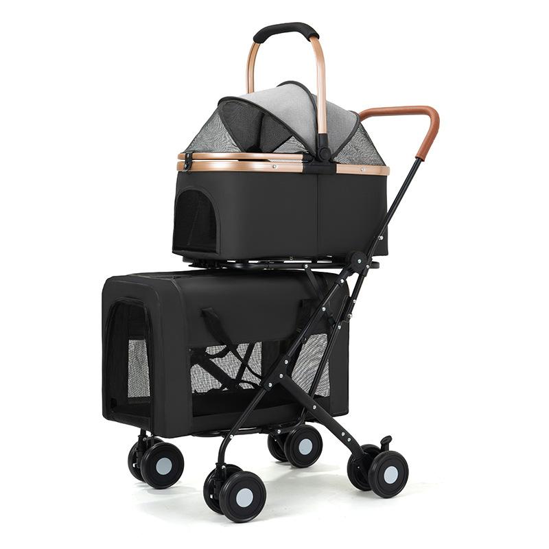 Double-Layer Pet Stroller for C7 Dogs and Cats Lightweight Foldable Push Cart for Small to Medium Breeds Including Poodles