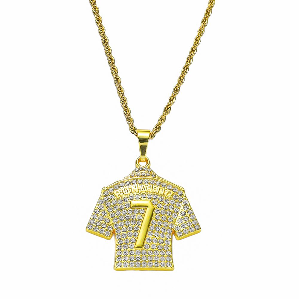 Ronaldo No. 7 Jersey Necklace for Men’s Football Player Memorial Necklace