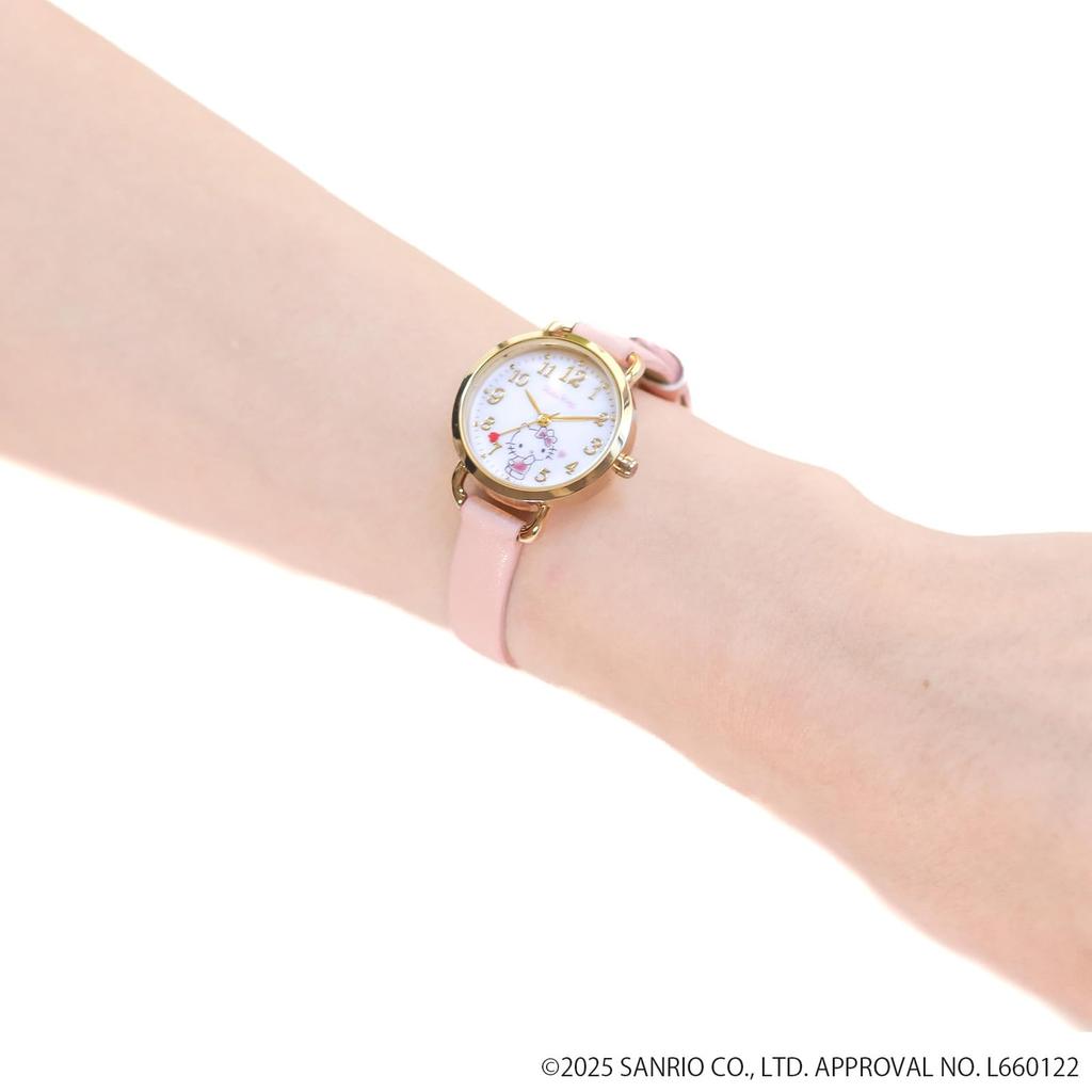Fieldwork Analog Watch Featuring Sanrio Cute Faux Leather Suitable for and Heart Hand My Women's Characters, Strap, Commuting, School, Business,
