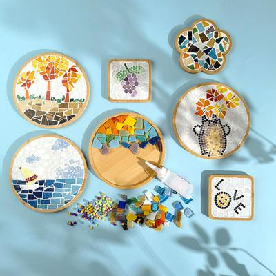 Mosaic Craft Coaster Making Kit for Adults DIY Glass Mosaic Tiles Kits Ceramic