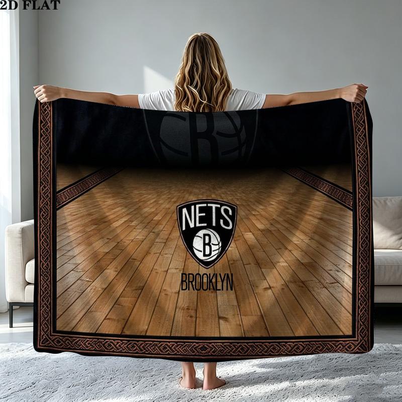 Brooklyn Nets Logo Print Flannel Blanket High Quality Warm Comfortable Cover for All Seasons Perfect for Gifts Home Decor