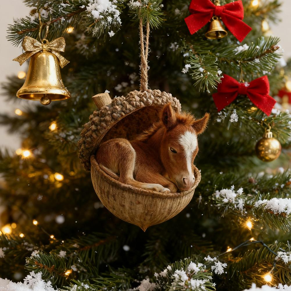 Forest Animal Acorn Ornaments 2D Acrylic Woodland Creature Hanging Ornament for Nature Lovers