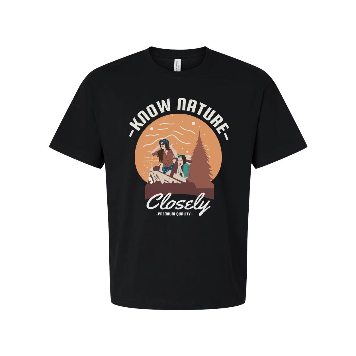 

Know Nature Closely Outdoor Scene Graphic Tee With Sunset Circle For Unisex Adul 3XL
