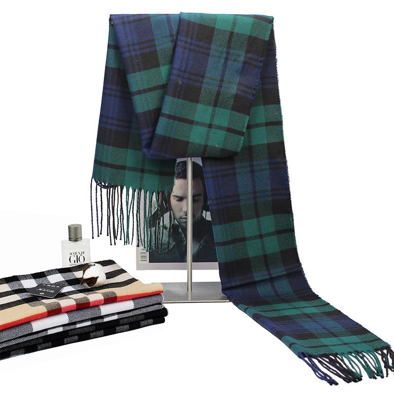 2025 Autumn/Winter Korean Style Imitation Cashmere Plaid Scarf for Men