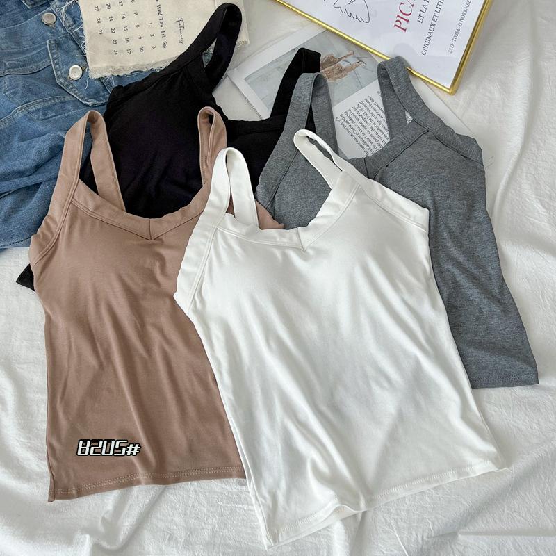 Summer New Style with Chest Cushion Integrated Cup Tank Top for Women Slim Fit and Slimming