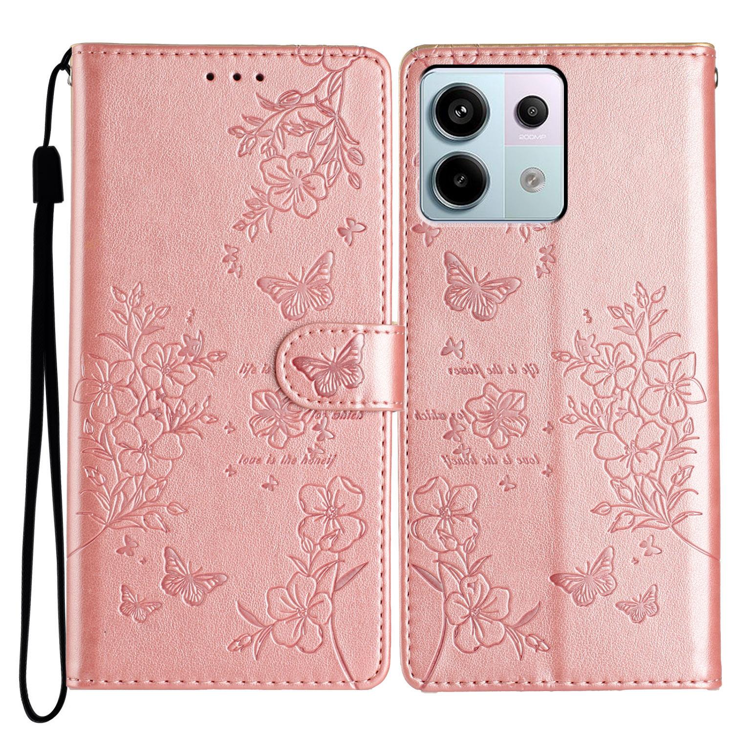

For Xiaomi Redmi Note 13 Pro 4G/Poco M6 Pro 4G Case Butterfly Floral Imprint Leather Wallet Phone Cover C