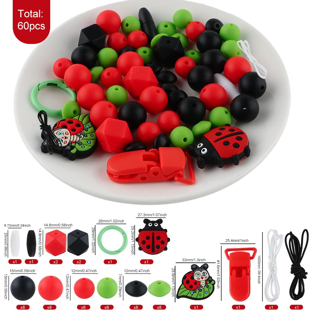 60 Pcs/Bag, Silicone Bead Set For DIY Handmade Creation, Applied To Jewelry, Clothing, Backpacks, Keychains, Etc