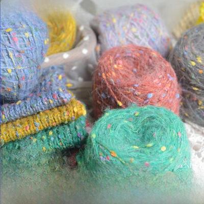 Starry Mohair Candy Dot Yarn: Medium Thick Crochet Yarn for Scarves 