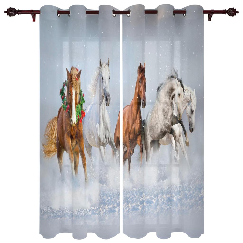 Farm Animal Horse Black And White New Simple Curtains Home Decoration Curtains Modern Home Supplies