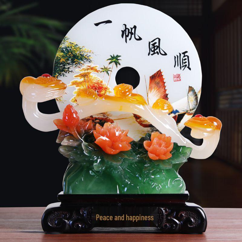 Ping An Kou Jade Stone Ornament for Wealth and New Home - Office and Living Room Decor