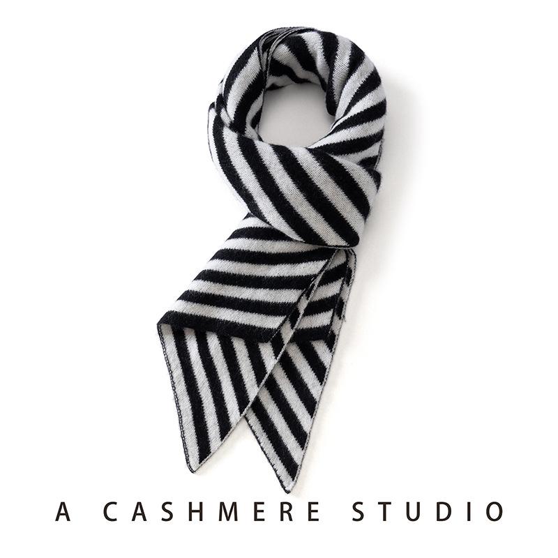 Women s 100% Pure Cashmere Scarf - Autumn/Winter Versatile Irregular Stripes Knit Neck Gaiter.