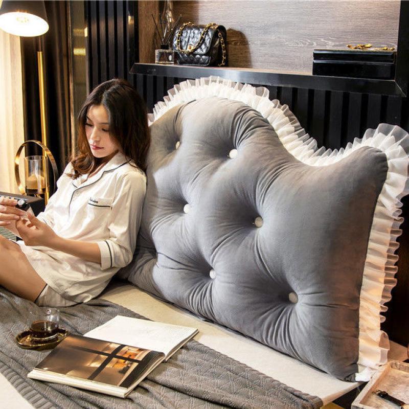 Princess Backrest Cushion: Soft Crystal Velvet, Removable & Washable Pillow for Tatami Bed